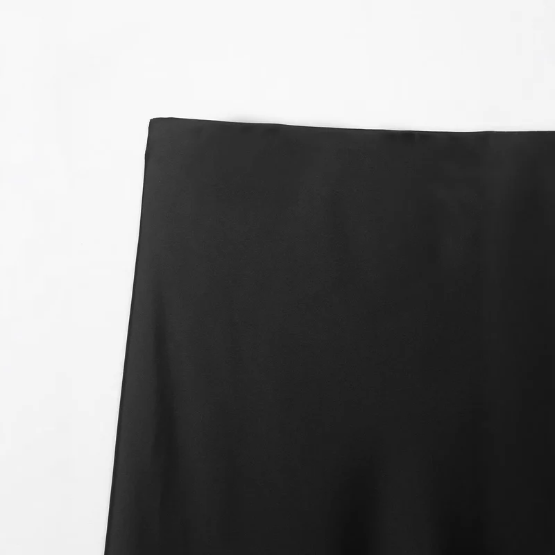 Damen Langer Satinrock mit feiner Spitze am Saum und leichter A-Linien-Silhouette Drune