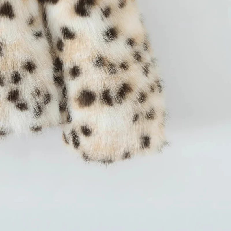Damen langer Kunstfellmantel im Leopardenmuster mit Oversize-Schnitt Drune