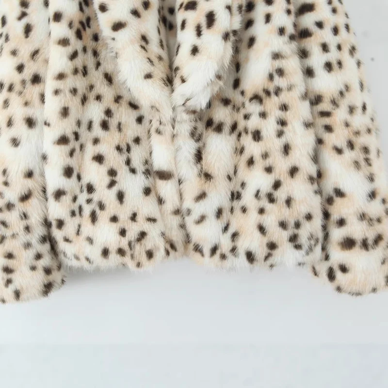 Damen langer Kunstfellmantel im Leopardenmuster mit Oversize-Schnitt Drune
