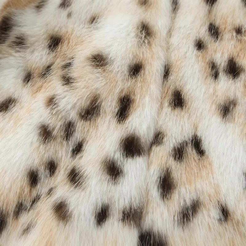 Damen langer Kunstfellmantel im Leopardenmuster mit Oversize-Schnitt Drune