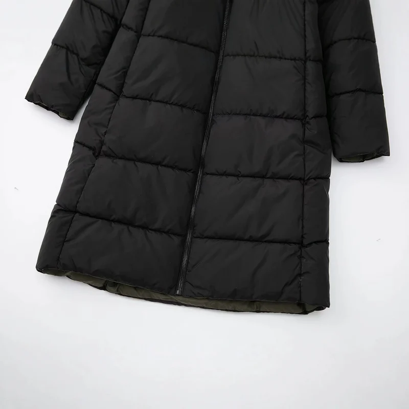 Damen langer gesteppter Winterparka mit Kapuze Drune