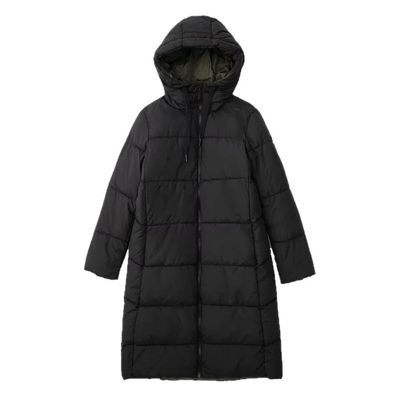 Damen langer gesteppter Winterparka mit Kapuze Drune
