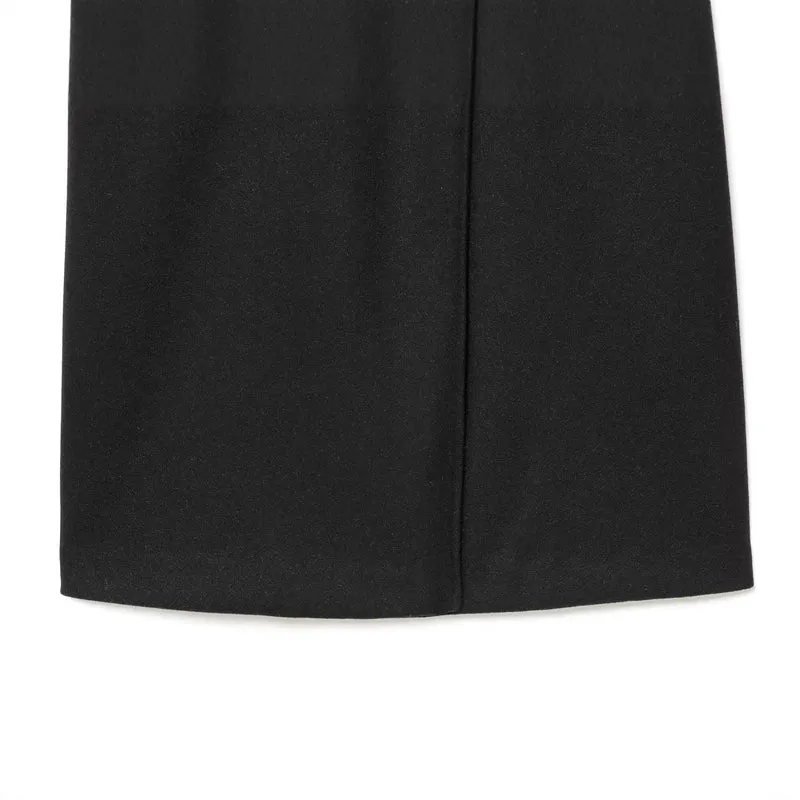 Damen Langer Doppelreihiger Mantel mit schmaler Taillierung und Schalkragen Drune