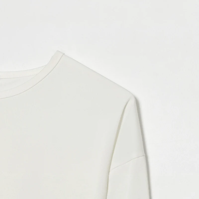 Damen Langarmshirt mit asymmetrischem Saum und Spitzenbesatz Drune