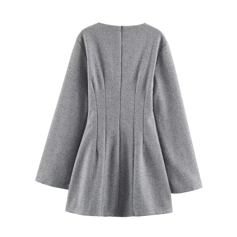 Damen Kurzmantel mit taillierter Glocken‑Silhouette und Wiener Nähten Drune