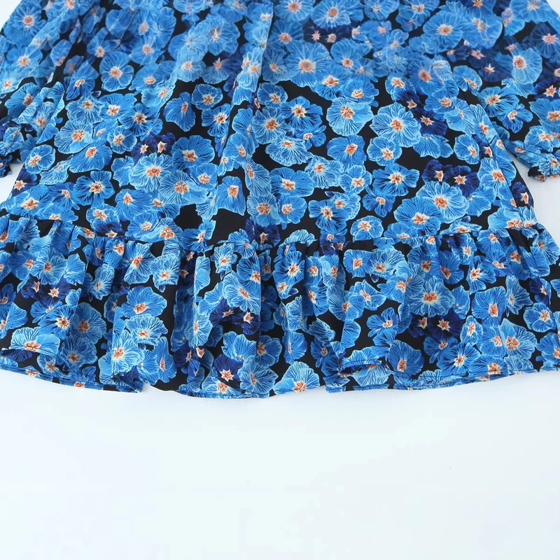 Damen Kurzkleid mit Carmen-Ausschnitt, Smokoberteil und Volantrock Drune