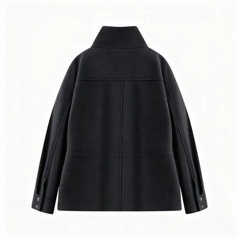 Damen Kurzjacke mit Tunnelzug, hohem Stehkragen und aufgesetzten Pattentaschen Drune