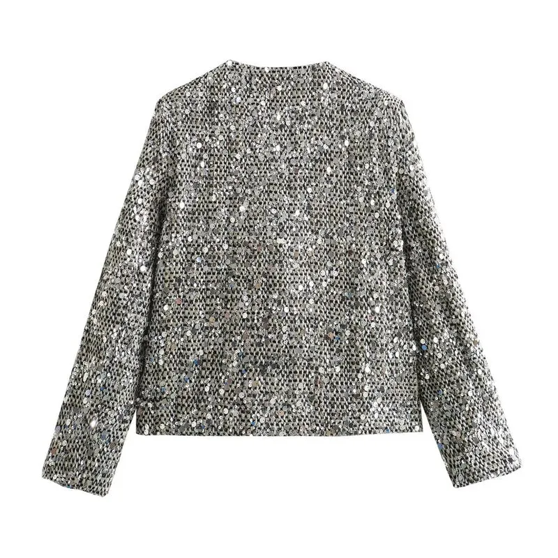 Damen Kurzjacke mit Paillettenbesatz und Bouclé-Struktur Drune