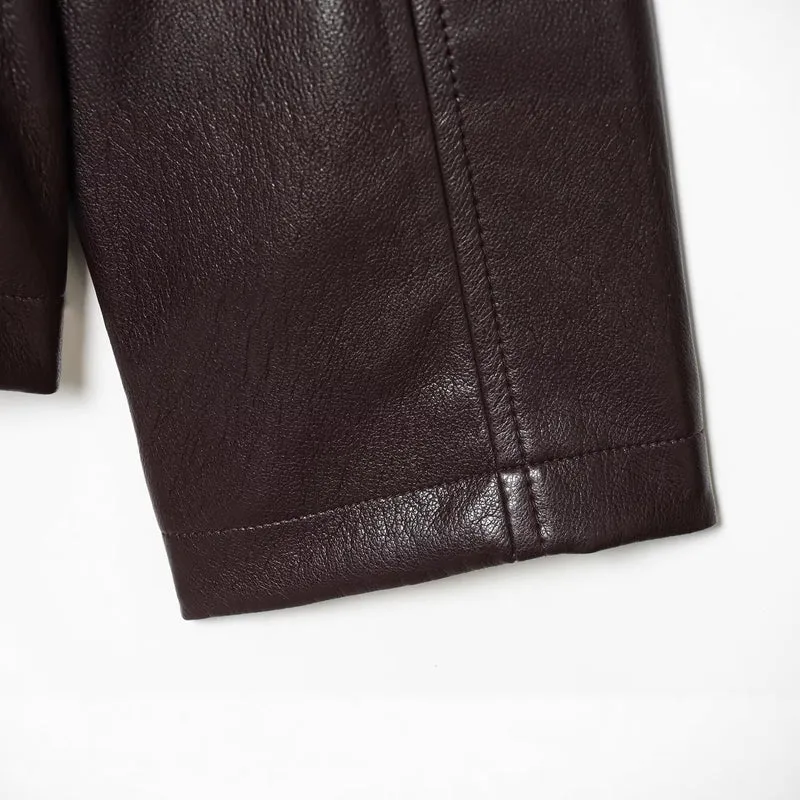 Damen Kurzjacke in veganer Lederoptik mit taillierendem Tunnelzug und Pattentaschen Drune