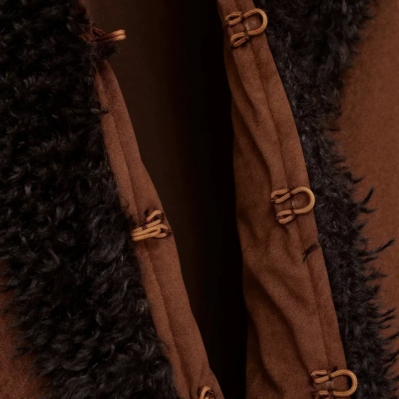 Damen Kurzjacke in Lammfelloptik mit voluminösem Schalkragen Drune