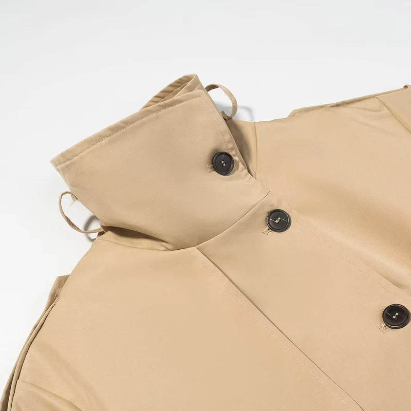 Damen Kurzjacke im Safari‑Stil mit Taillengürtel und übergroßen Manschetten Drune