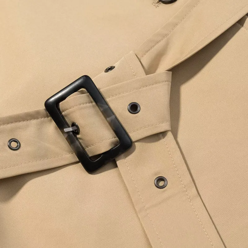 Damen Kurzjacke im Safari‑Stil mit Taillengürtel und übergroßen Manschetten Drune