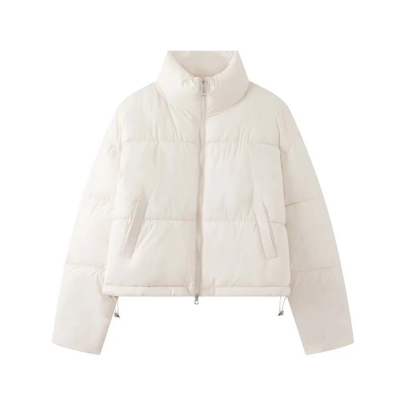 Damen Kurzjacke im Oversized-Boxy-Pufferstil mit hohem Stehkragen Drune
