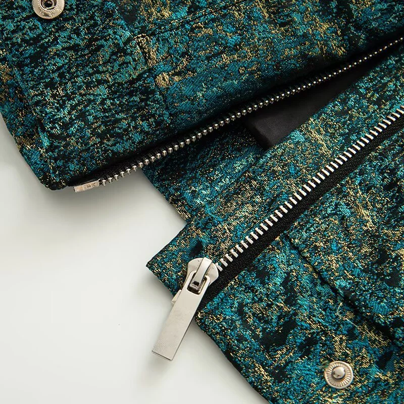 Damen Kurzjacke im Oversize-Boxy-Schnitt mit strukturierter Metallic-Optik Drune