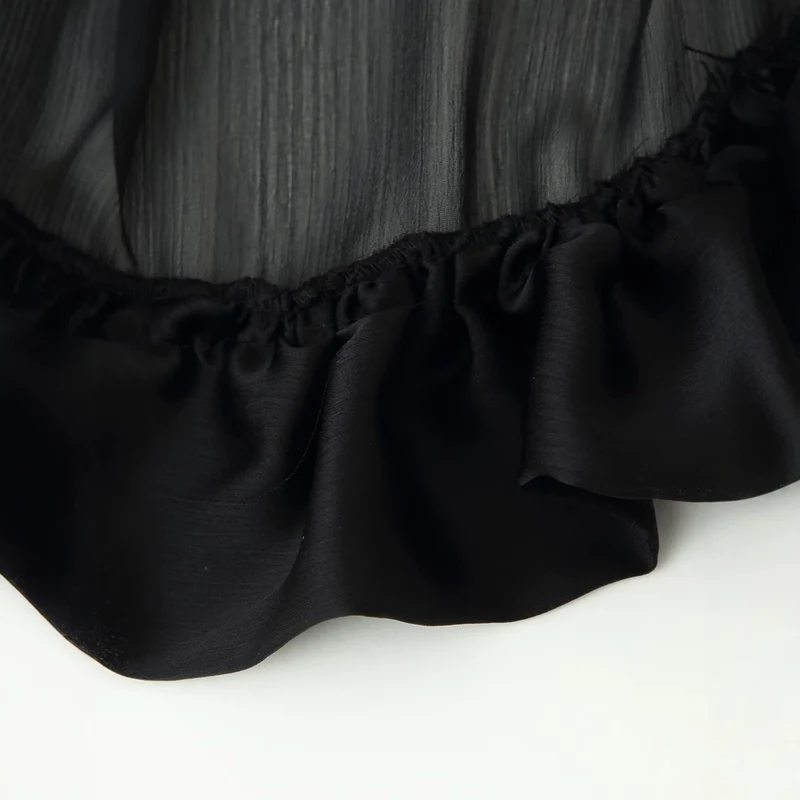 Damen Maxirock mit hohem Bund, mehrlagigem Volantbund und plissiertem Transparenteinsatz Drune