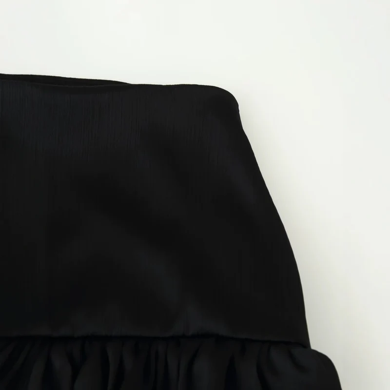 Damen Maxirock mit hohem Bund, mehrlagigem Volantbund und plissiertem Transparenteinsatz Drune
