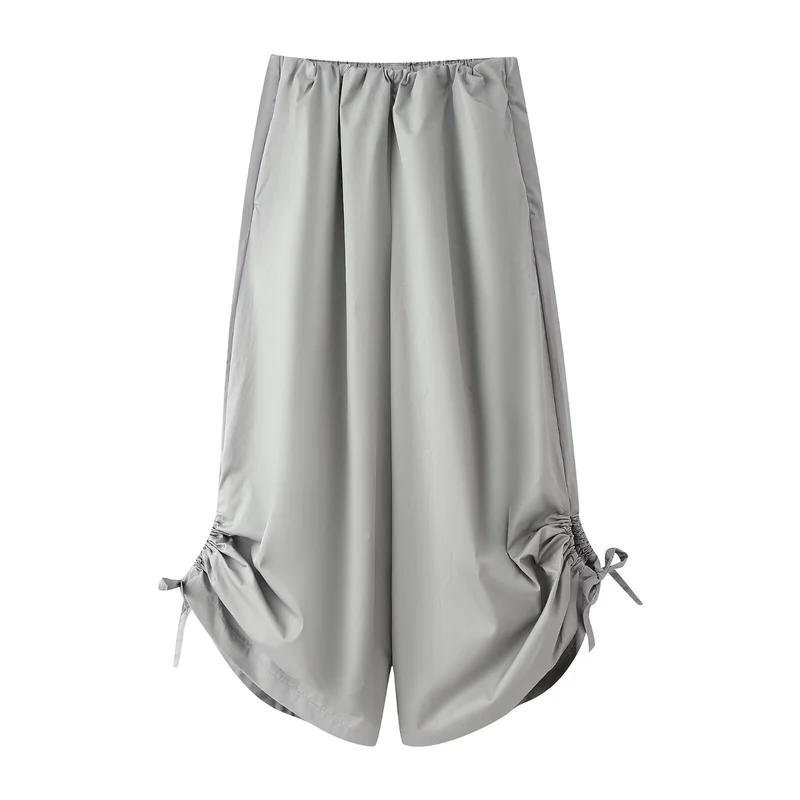 Damen Maxirock aus Satin mit seitlicher Raffung und Bindebändern Drune