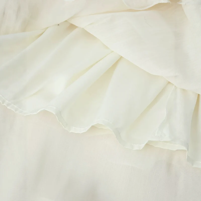 Damen Maxikleid mit Volant‑Cape, mehrlagigem Stufenrock und Stehkragen Drune