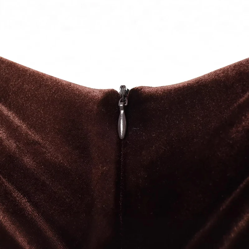 Damen Maxikleid aus Samt mit tiefem V‑Ausschnitt und Taillenraffung Drune