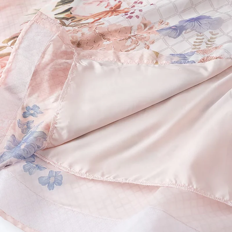 Damen Maxikleid aus Chiffon mit floralem Print, Stehkragen und Puffärmeln Drune
