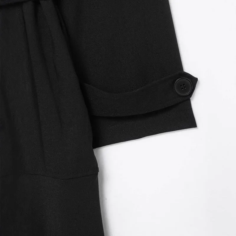 Damen Maxi-Trench mit taillierendem Bindegürtel und doppelter Knopfleiste Drune
