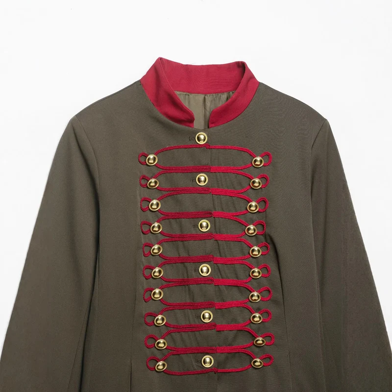 Damen Marschalljacke im Military-Stil mit Kordelbesatz und Stehkragen Drune