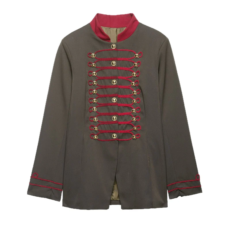 Damen Marschalljacke im Military-Stil mit Kordelbesatz und Stehkragen Drune