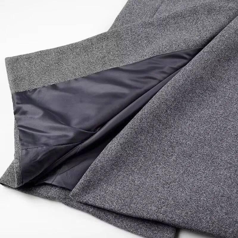 Damen Longline Wollmix-Mantel im minimalistischen Doppelreiher mit Reverskragen und Pattentaschen Drune