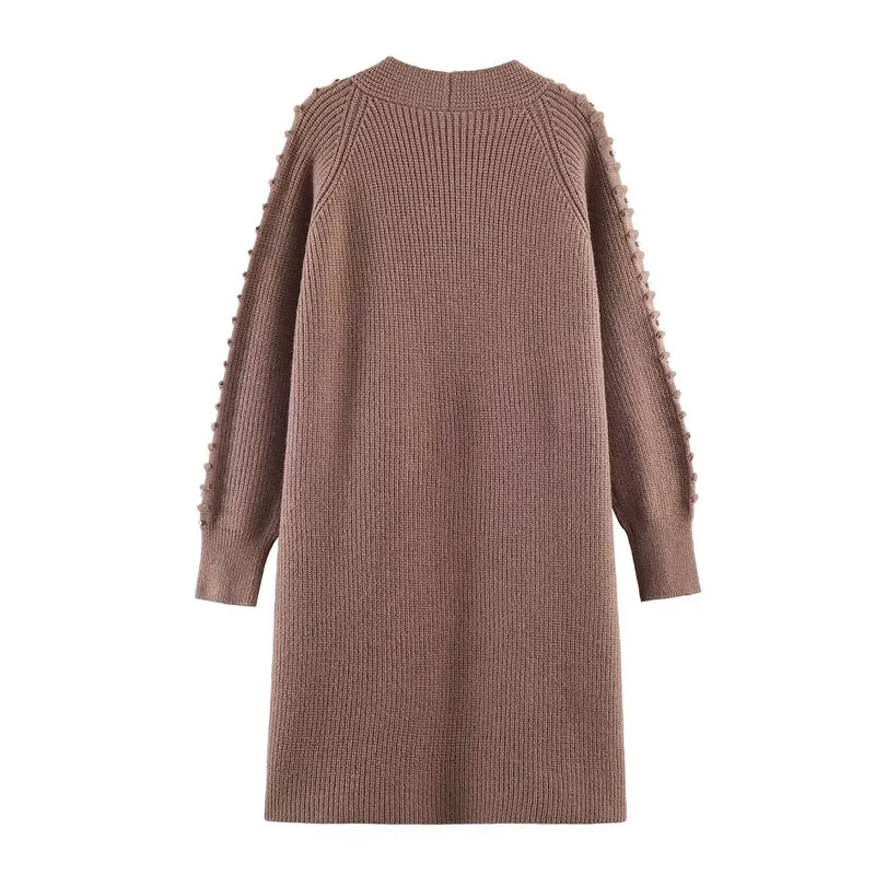 Damen Longline Strickcardigan mit Perlen- und Rüschendetail offene Front Drune
