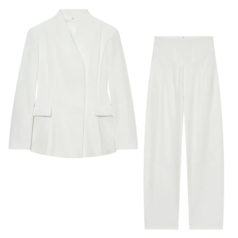 Damen Longline-Blazer mit schmalem Stehkragen und Pattentaschen Drune