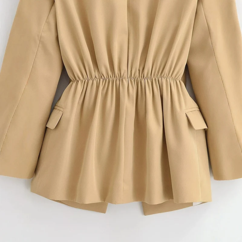 Damen Longline-Blazer im Oversized-Schnitt mit weitem Revers und Pattentaschen Drune