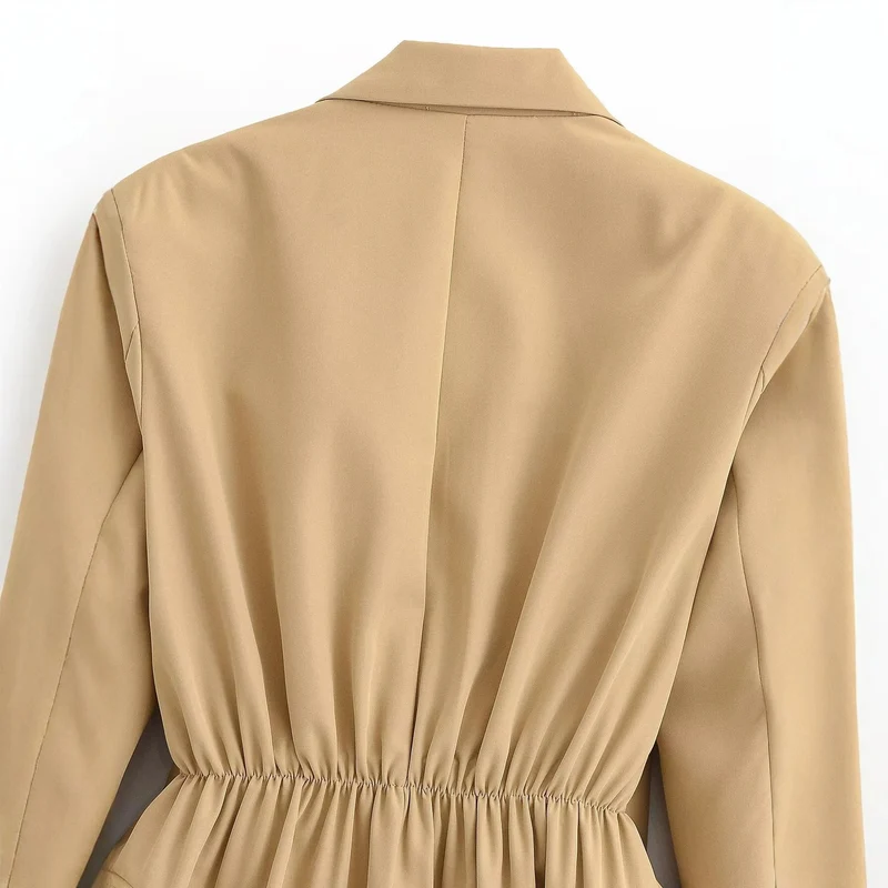 Damen Longline-Blazer im Oversized-Schnitt mit weitem Revers und Pattentaschen Drune