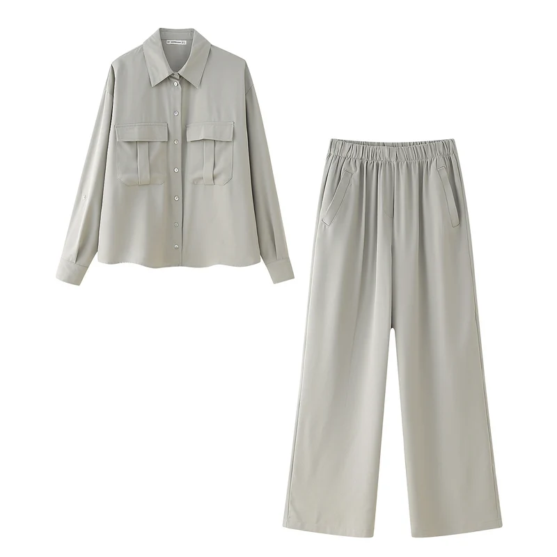 Damen Lockere Blusenjacke und weite Culotte im Set Drune