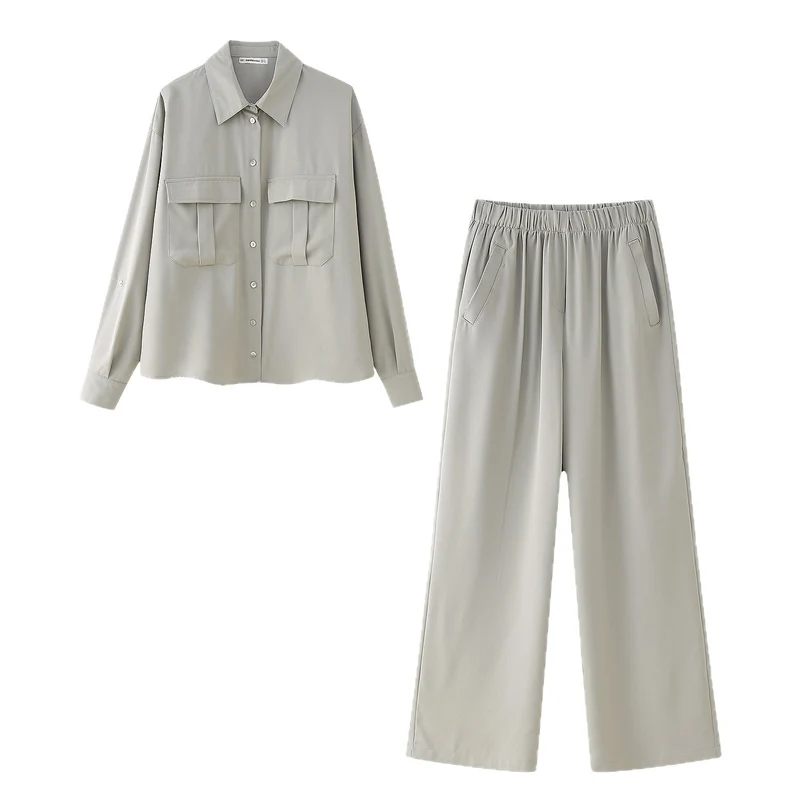 Damen Lockere Blusenjacke und weite Culotte im Set Drune