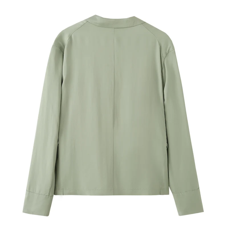 Damen Leichter Cropped Blazer mit Bindegürtel und Schalkragen Drune