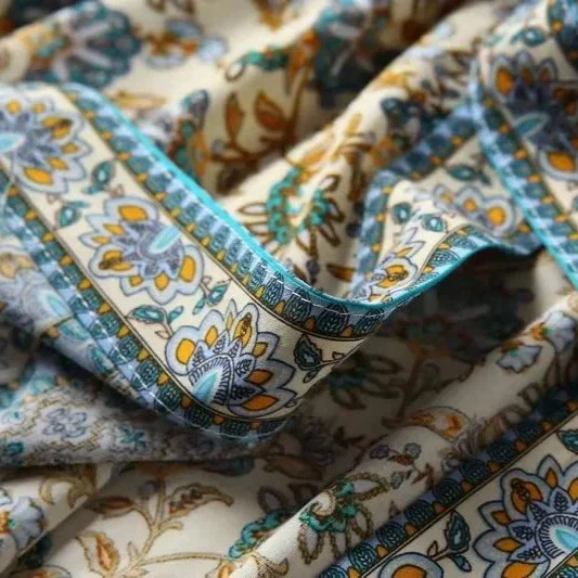 Damen Leichter Boho-Kimono-Bademantel mit Gürtel und floralem Allover-Print Drune