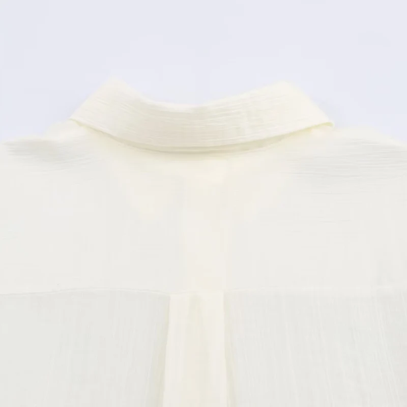 Damen Leichte weite Bluse mit Crinkle-Struktur und Hemdkragen Drune