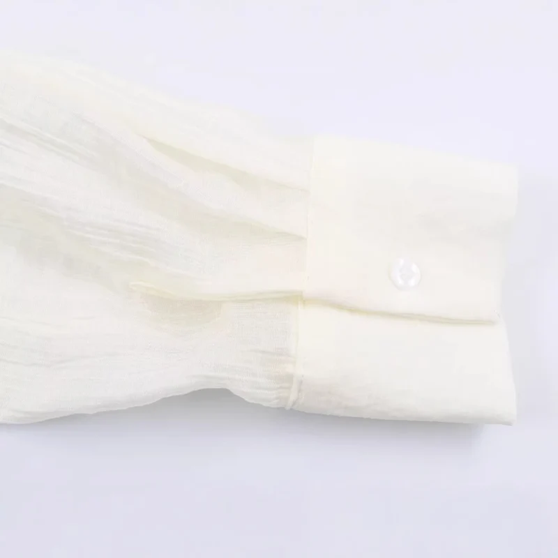 Damen Leichte weite Bluse mit Crinkle-Struktur und Hemdkragen Drune