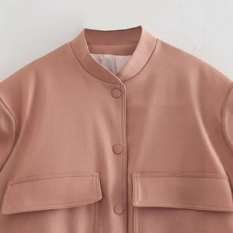 Damen Leichte Taillierte Shirtjacke aus Utility‑Webstoff mit Tunnelzug und Druckknöpfen Drune