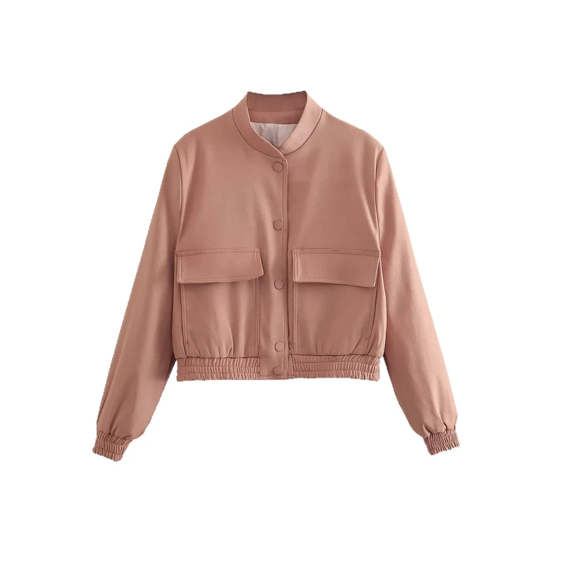 Damen Leichte Taillierte Shirtjacke aus Utility‑Webstoff mit Tunnelzug und Druckknöpfen Drune