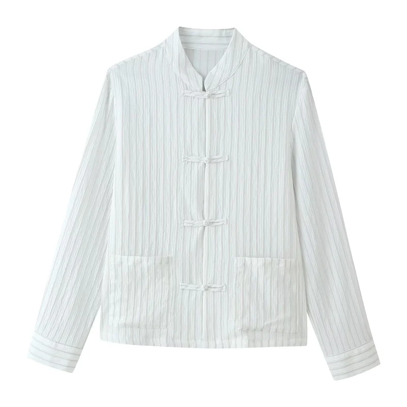 Damen Leichte Stehkragenjacke mit traditionellen Knotenverschlüssen Drune