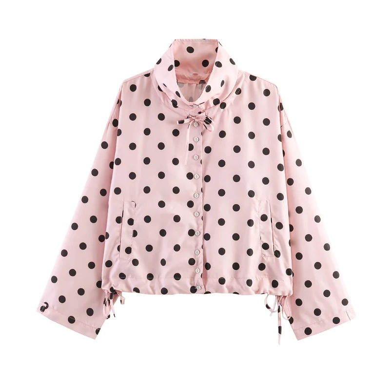 Damen Leichte Satin-Übergangsjacke im Cropped-Schnitt mit Stehkragen und Kordelzug Drune