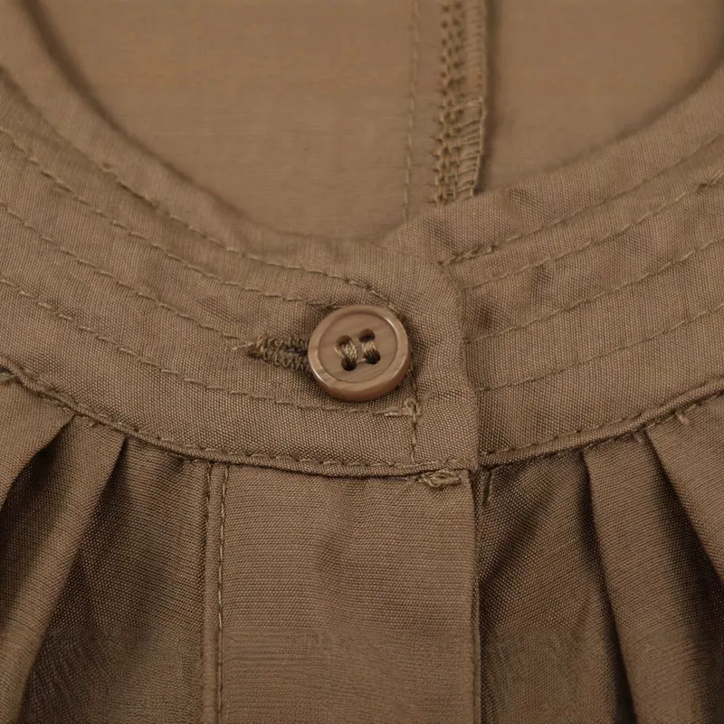 Damen Leichte Plissierte Blousonjacke mit Rundkragen, Ballonärmeln und gesmoktem Saum Drune