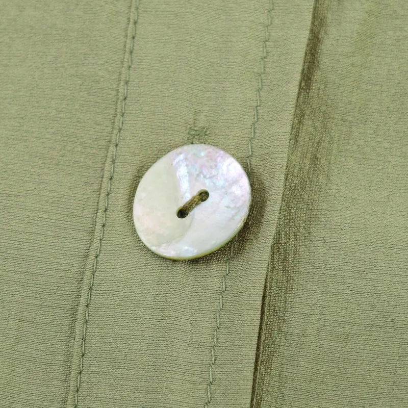 Damen Leichte Leinenoptik‑Bluse mit Knopfleiste und gerafften Fledermausärmeln Drune