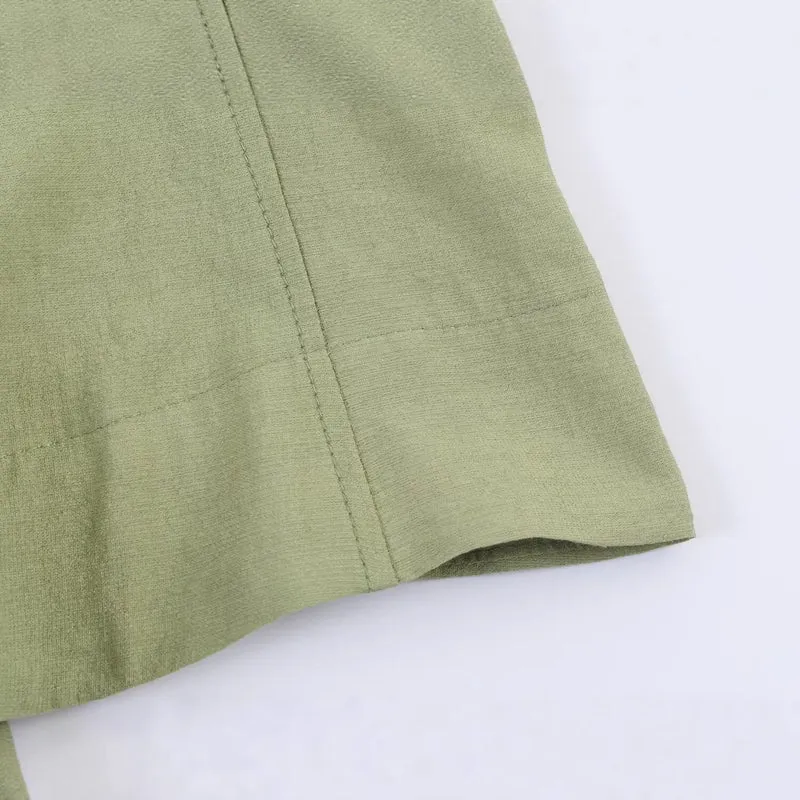 Damen Leichte Leinenoptik‑Bluse mit Knopfleiste und gerafften Fledermausärmeln Drune