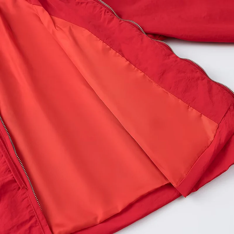 Damen Leichte Kapuzen-Boxy-Übergangsjacke mit Tunnelzug und elastischen Bündchen Drune