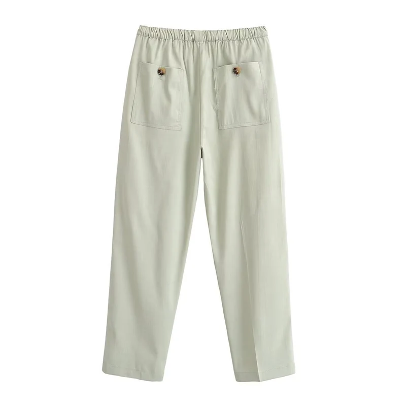 Damen Leichte Highwaist-Hose mit elastischem Bund und geradem Bein Drune