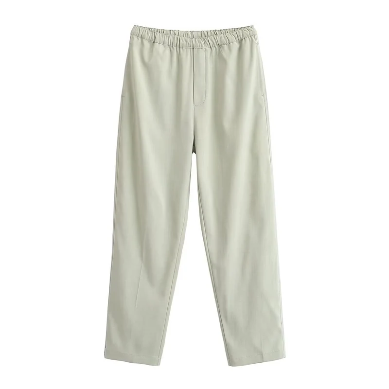 Damen Leichte Highwaist-Hose mit elastischem Bund und geradem Bein Drune