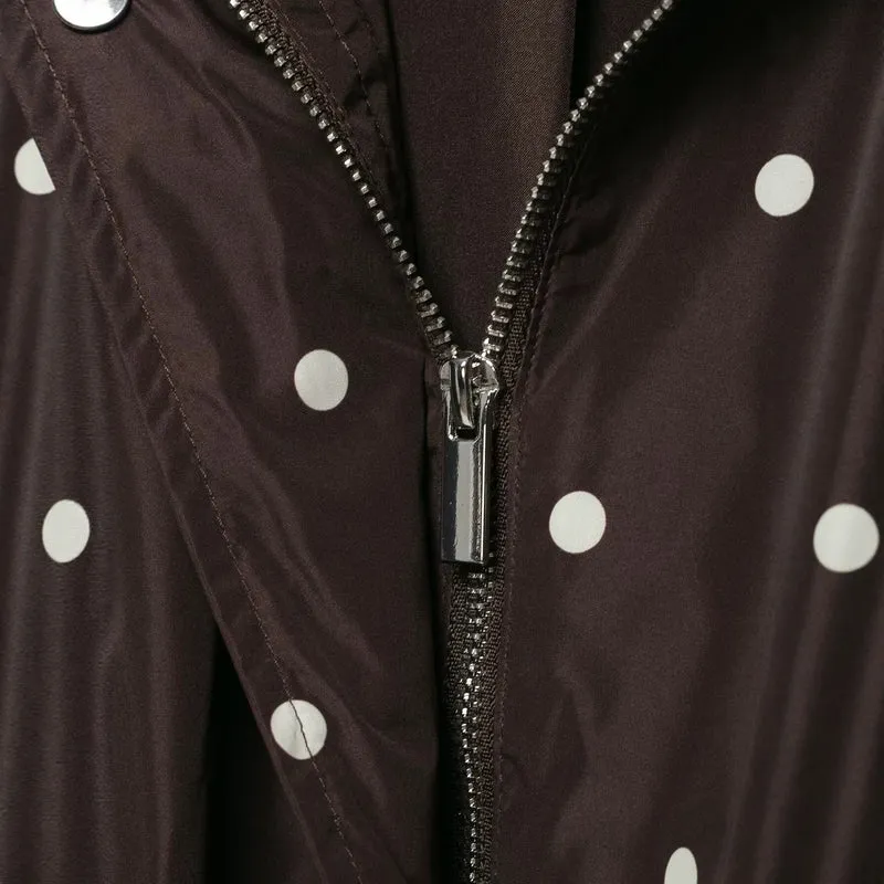 Damen Leichte Cropped-Regenjacke mit Stehkragen, Druckknopfleiste und Polka‑Dot-Design Drune