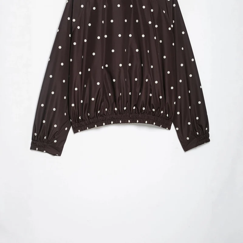 Damen Leichte Cropped-Regenjacke mit Stehkragen, Druckknopfleiste und Polka‑Dot-Design Drune